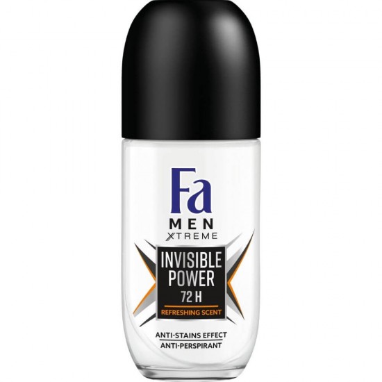 Deodorant Roll On Fa Men Xtreme Invisible Power, 50 ml, 72 h Protectie, Formula Vegana, Deodorant Fa Men Extreme Invisible Power, Deodorant Parfum Proaspat Barbatesc, Deodorant Roll On pentru Barbati, Deodorant Parfumat, Deodorante Barbati