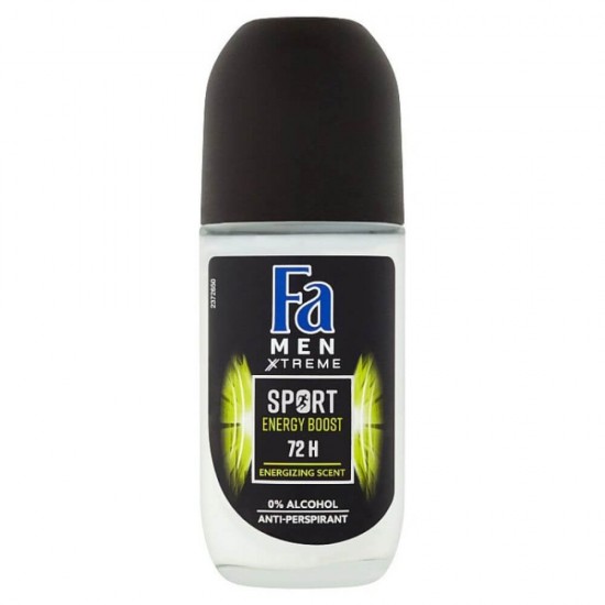 Deodorant Roll On Fa Men Xtreme Sport Energy Boost, 50 ml, 72 h Protectie, Formula Vegana, Deodorant Fa Men Extreme Energizing, Deodorant Parfum Proaspat Barbatesc Energizant, Deodorant Roll On pentru Barbati, Deodorant Parfumat