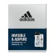 Set 2 Cosmetice Barbati Adidas Invisible & AdiPure, Antiperspirant Spray Pro Invisible 150 ml, Gel de Dus AdiPure 3 in 1 250 ml, Set Ingrijire Corporala Barbati, Set Igiena Corporala Barbati, Set Adidas For Men, Set Adidas Invisible & AdiPure