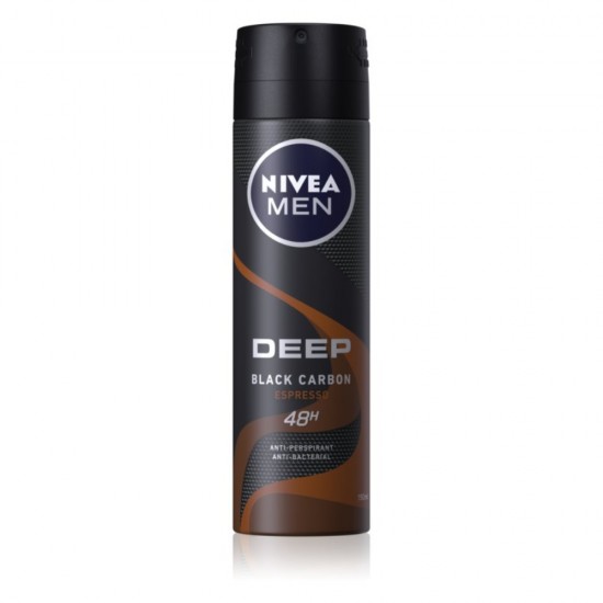 Deodorant Spray Anti-Perspirant NIVEA Men Deep Black Carbon Espresso, Protectie 48h, 150 ml, Deodorante, Deodorante Spray, Deodorant Nivea, Deodorant Nivea Spray, Deodorant Barbati, Spray Antiperspirant, Spray Deodorant, Deodorant Spray Barbati