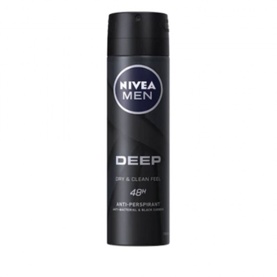 Deodorant Spray Anti-Perspirant NIVEA Men Deep Dry & Clean Feel, Protectie 48h, 150 ml, Deodorante, Deodorante Spray, Deodorant Nivea, Deodorant Nivea Spray, Deodorant Barbati, Spray Antiperspirant, Spray Deodorant, Deodorant Spray Barbati