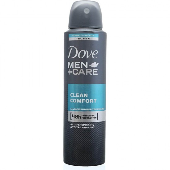 Spray Deodorant DOVE Men Clean Comfort, 150 ml, Deodorant Barbati, Deodorant Spray DOVE, Antiperspirant DOVE, Deodorante si Antiperspirante Barbati, Spray Antiperspirant, Ingrijire Corporala, Deodorante DOVE pentru Barbati