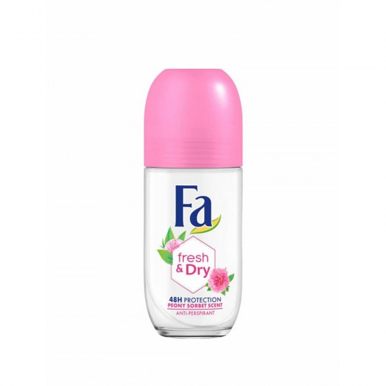 Deodorant Roll On FA, Bujori, 50 ml, 48 h Protectie, Formula Vegana, Deodorant Fa Fresh & Dry Peony Sorbet, Deodorant Parfum de Bujor, Deodorant Roll On pentru Femei, Deodorant Parfumat, Deodorante Femei, Deodorant Antiperspirant Fa