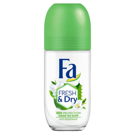 Deodorant Roll On FA, Ceai Verde, 50 ml, 48 h Protectie, Formula Vegana, Deodorant Fa Fresh & Dry Green Tea, Deodorant Parfum de Ceai Verde, Deodorant Roll On pentru Femei, Deodorant Parfumat, Deodorante Femei, Deodorant Antiperspirant Fa