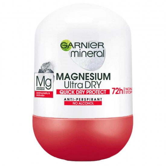 Antiperspirant Roll-On Garnier Mineral Magnesium Ultra Dry, 50 ml, Deodorant Roll On Garnier, Antiperspirant Femei Garnier, Deodorante si Antiperspirante Roll-On Femei, Ingrijire Corporala, Deodorante Garnier pentru Femei