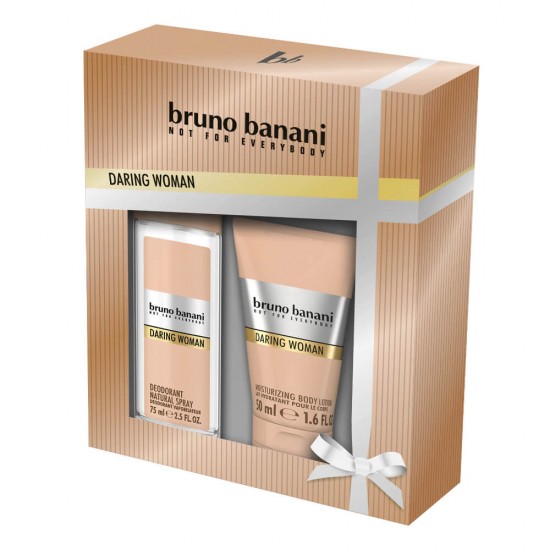 Set Cadou pentru Femei Bruno Banani Daring Woman, Deodorant Natural Spray 75 ml si Lotiune de Corp 150 ml, Set Ingrijire, Set Cadou pentru Femei, Cadou Femei, Set Cadou Ingrijire, Set Cadou Cosmetice pentru Femei, Set Cadou Dama, Seturi Cosmetice Cadou