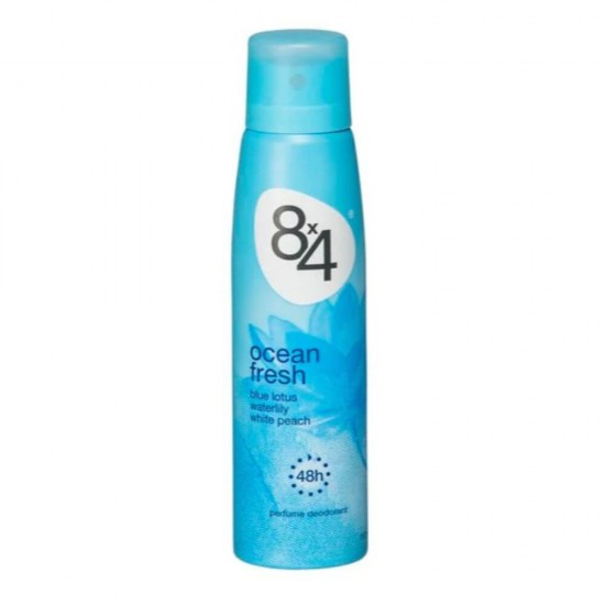 Deodorant Spray 8x4 Ocean Fresh, 150 ml, Protectie 48h, Parfum de Lotus Albastru, Nufar si Piersici Albe, Deodorant, Deodorant Spray, Deodorant 8x4, Deodorant 8x4 Spray, Deodorant Parfumat, Deodorant Femei, Deodorante Femei, Deodorant cu Nufar
