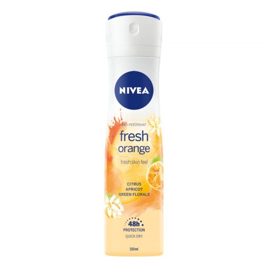 Spray Deodorant Nivea Fresh Orange, Portocale si Caise, 150 ml, Deodorant Femei, Deodorant Spray Nivea, Antiperspirant Nivea, Deodorante si Antiperspirante Femei, Spray Antiperspirant, Ingrijire Corporala, Deodorante Nivea pentru Femei