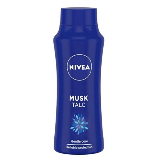 Pudra de Talc Nivea Musk Talc, 100 g, Nivea Talc Skin Powder, Pudra pentru Piele, Pudra pentru Catifelarea Pielii, Pudra Calmanta pentru Piele, Pudra Ingrijire Piele, Pudra Talc Piele Sensibila, Praf de Talc pentru Piele