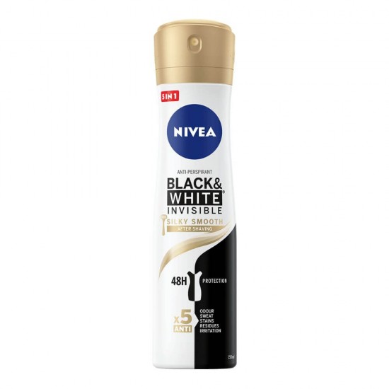 Spray Deodorant Nivea Black&White Invisible Silky Smooth, 150 ml, Deodorant Femei, Deodorant Spray Nivea, Antiperspirant Nivea, Deodorante si Antiperspirante Femei, Spray Antiperspirant, Ingrijire Corporala, Deodorante Nivea pentru Femei