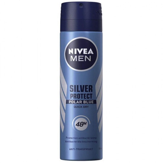Spray Deodorant Nivea Men Silver Protect Polar Blue, 150 ml, Deodorant Barbati, Deodorant Spray Nivea, Antiperspirant Nivea, Deodorante si Antiperspirante Barbati, Spray Antiperspirant, Ingrijire Corporala, Deodorante Nivea pentru Barbati