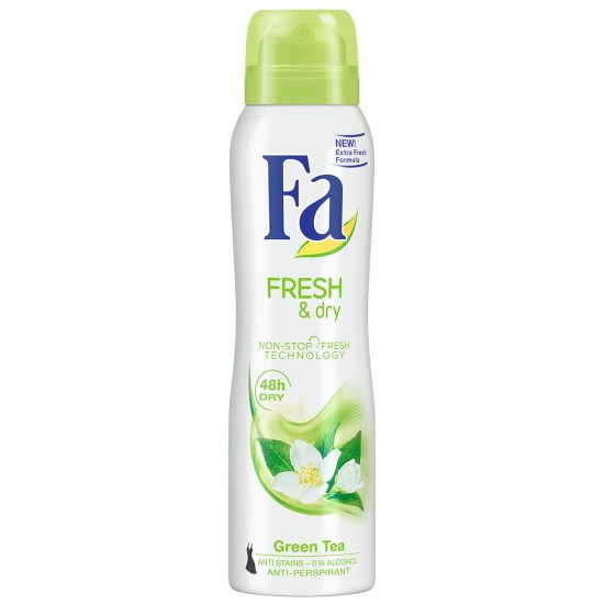 Deodorant Spray Fa Fresh & Dry, 150 ml, Protectie Pana la 48h, Parfum de Ceai Verde, Deodorant Femei, Deodorant Spray FA, Antiperspirant Fa, Deodorante si Antiperspirante Femei, Spray Antiperspirant, Ingrijire Corporala, Deodorante Fa pentru Femei