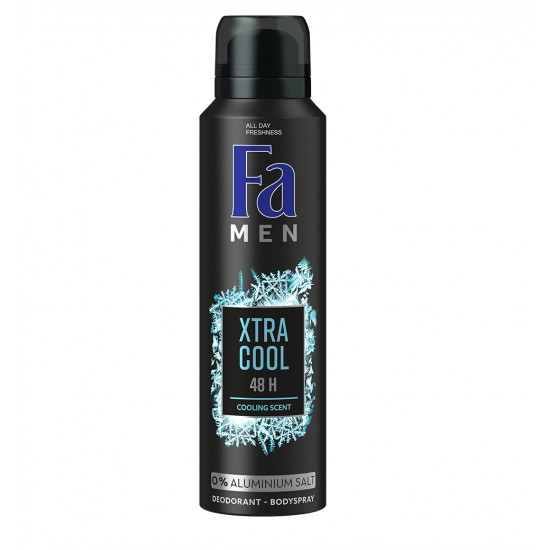 Deodorant Spray Fa Men Xtra Cool, 150 ml, Protectie Pana la 48h, Fara Sare de Aluminiu, Deodorant Barbati, Deodorant Spray FA, Antiperspirant Fa, Deodorante  Barbati, Spray Antiperspirant, Ingrijire Corporala, Deodorante Fa pentru Barbati
