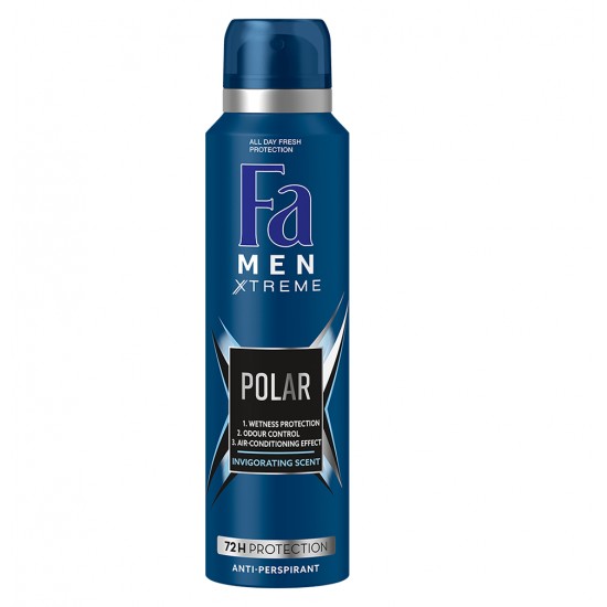 Deodorant Spray Anti-Perspirant Fa Men Xtreme Polar, 150 ml, Protectie Pana la 72h, Cool Effect, Deodorant Barbati, Deodorant Spray FA, Antiperspirant Fa, Deodorante Barbati, Spray Antiperspirant, Ingrijire Corporala, Deodorante Fa pentru Barbati