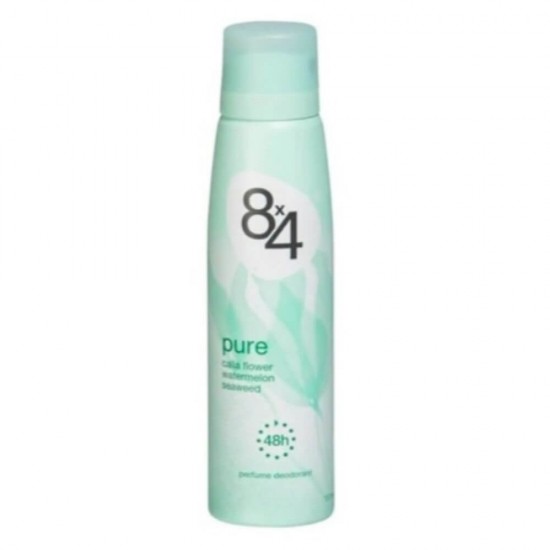 Deodorant Spray 8x4 Pure, 150 ml, Protectie 48h, Parfum de Calla, Pepene si Alge, Deodorant, Deodorant Spray, Deodorant 8x4 Spray, Deodorant Parfumat, Deodorant Femei, Deodorante Femei, Deodorant cu Pepene, Deodorant cu Alge
