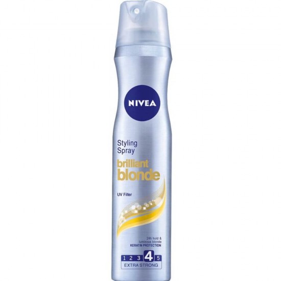 Fixativ NIVEA Birlliant Blonde Extra Strong 4, 250 ml, pentru Par Blond, Fixativ Ingrijire Par Blond, Produse pentru Par Blond, Fixative Profesionale, Spray Fixativ Profesional, Spray Fixativ Nivea, Spray-uri Fixative, Produse pentru Styling