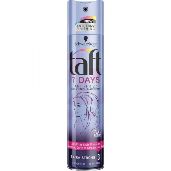 Fixativ Taft 7 Days Extra Strong 3, 250 ml, pentru Par Deshidratat, Fixativ Ingrijire Par, Produse pentru Par, Fixative Profesionale, Spray Fixativ Profesional, Spray Fixativ Taft, Spray-uri Fixative, Produse pentru Styling
