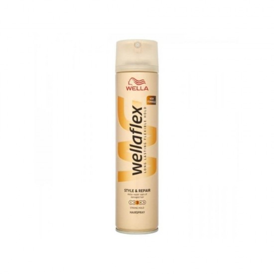 Fixativ WELLA Wellaflex Style and Repair Strong Hold 3, 250 ml, pentru Regenerare, Fixativ Ingrijire Par, Produse pentru Par, Fixative Profesionale, Spray Fixativ Profesional, Spray Fixativ Wella, Spray-uri Fixative, Produse pentru Styling