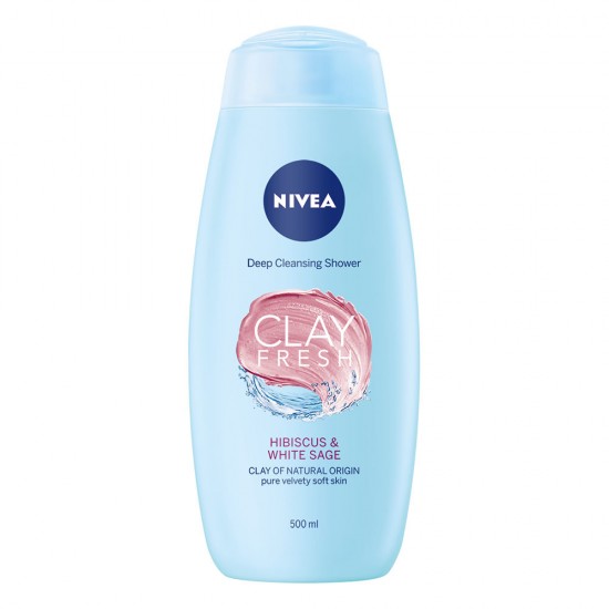 Gel de Dus NIVEA Clay Fresh, Hibiscus si Salvie, 500 ml, Gel de Dus Nivea, Gel de Dus cu Hibiscus si Salvie, Geluri de Dus Nivea, Geluri de Dus Hidratant, Gel de Dus pentru Femei, Geluri de Dus Nivea