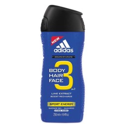 Gel de Dus 3in1 Adidas Sport Energy, 250 ml, Barbati, Gel de Dus Adidas Sport Energy, Gel de Dus pentru Barbati, Geluri de Dus Adidas, Geluri de Dus pentru Barbati, Geluri Ingrijire Corp Barbati, Gel pentru Dus, Produse Ingrijire Corp