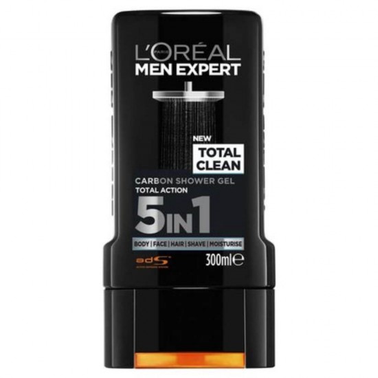Gel de Dus LOREAL Men Expert Total Clean, 300 ml, Gel de dus, Gel de Corp, Gel de Dus L`Oreal, Gel de dus Barbati, Gel de Dus pentru Corp si Par, Geluri de Dus Barbati, Gel de Dus 5 in 1, Gel de Dus Loreal Barbati, Geluri Dus Loreal Barbati