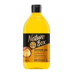 Gel de Dus NATURE BOX Macadamia Oil, 385 ml, Ulei de Macadamia Presat la Rece, Geluri de Dus NATURE BOX, Gel de Dus cu Extracte Naturale, Gel de Dus Fara Parabeni, Geluri de Dus Hidratante, Geluri de Dus cu Ingrediente Naturale