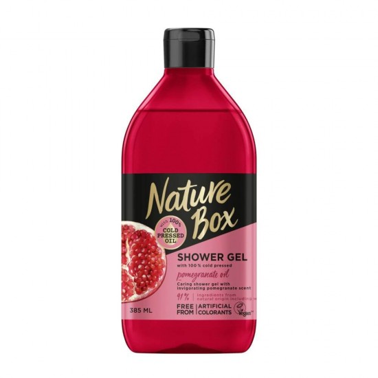 Gel de Dus NATURE BOX Pomegranate Oil, 385 ml, Ulei Presat la Rece din Rodie, Geluri de Dus NATURE BOX, Gel de Dus cu Extracte Naturale, Gel de Dus Fara Parabeni, Geluri de Dus Hidratante, Geluri de Dus cu Ingrediente Naturale