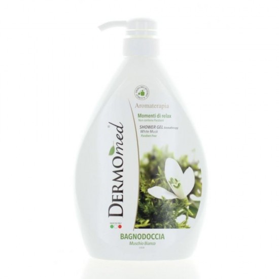 Gel de Dus DERMOMED White Musk, 1 L, Gel de Dus Hidratant, Gel de Dus Unisex, Gel de Corp, Gel de Dus cu Pompita