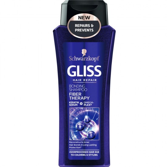 Sampon SCHWARZKOPF Gliss Fiber Therapy, 250 ml, Pentru Par Suprasolicitat, Sampon pentru Par, Sampon pentru Femei, Sampon pentru Par Suprasolicitat