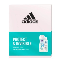 Set Adidas Protect & Invisible pentru Femei, Deodorant Spray, Gel de Dus, Deodorant Spray Adidas, Gel de Dus Adidas, Set Ingrijire Personala Femei, Deodorant pentru Femei, Gel de Dus pentru Femei, Set Ingrijire Cadou, Set Ingrijire Pesonala