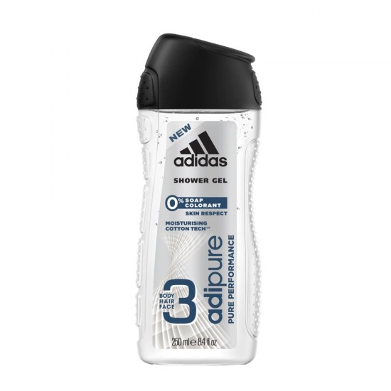 Gel de Dus Adidas AdiPure, 250 ml, pentru Barbati, Gel de Dus pentru Barbati, Geluri de Dus, Gel de Dus Barbatesc, Gel Dus Adidas, Gel Dus Barbati, Gel de Dus Hidratant, Gel Dus 3 in 1, Gel de Dus Utilizari Multiple, Gel de Dus cu Actiune Multipla