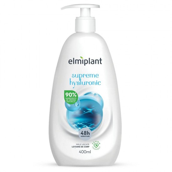 Lotiune de Corp Elmiplant Supreme Hyaluronic, 400 ml, Lotiune de Corp pentru Toate Tipurile de Piele, Lotiuni de Corp Elmiplant, Lotiune de Corp Hidratanta Elmiplant, Elmiplant Lotiuni de Corp Piele Uscata