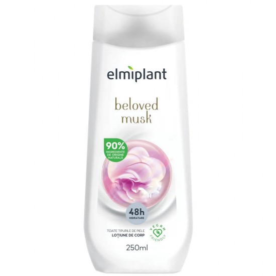 Lotiune de Corp Elmiplant Beloved Musk, 250 ml, Parfum Mosc Alb, Lotiuni Hranitoare pentru Toate Tipurile de Piele, Lotiune de Corp cu Ingrediente Naturale, Lotiune de Corp Hidratanta Elmiplant, Elmiplant Lotiuni de Corp Piele Uscata