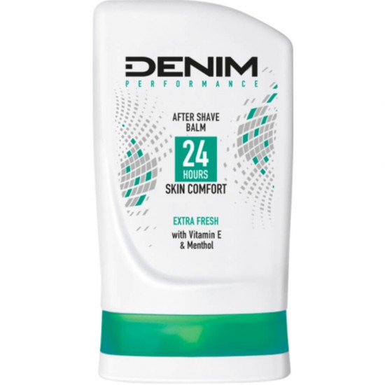 Balsam After Shave pentru Barbati DENIM Performance Extra Fresh, Confort 24 Ore, Cu Vitamina E si Mentol, 100 ml, Balsam Dupa Ras, After Shave Denim, Balsam Dupa Barbierit, Balsam dupa Ras pentru Barbati, Balsam After Shave cu Vitamina E