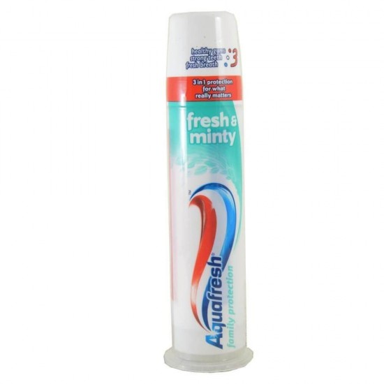 Pasta Dinti AquaFresh Triple Protection, 100 ml, cu Pompita, Aroma de Menta, Pasta de Dinti Anticarii, Articole Igiena Dentara, Produse pentru Ingrjire Orala, Produse pentru Sanatate Orala, Igiena Orala, Ingrijire si Igiena Orala