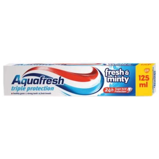 Pasta Dinti AquaFresh Triple Protection, 125 ml, Aroma de Menta, Pasta de Dinti Anticarii, Articole Igiena Dentara, Pasta pentru Ingrijirea Dintilor, Produse pentru Ingrjire Orala, Produse pentru Sanatate Orala, Igiena Orala, Ingrijire si Igiena Orala