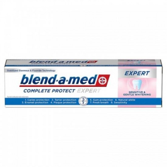 Pasta Dinti Blend-a-Med Sensitive and Whitening, 100 ml, Aroma de Menta, Pasta de Dinti pentru Albire, Pasta de Dinti pentru Dinti Sensibili, Articole Igiena Dentara, Produse pentru Ingrjire Orala, Produse pentru Igiena Orala