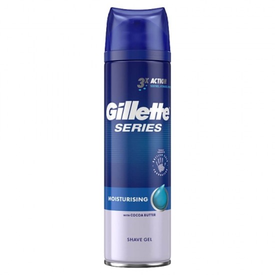 Gel de Ras Gillette Series Cocoa Butter, 200 ml, cu Unt de Cacao, Geluri de Ras, Geluri de Barbierit Gillette, Gel Hidratant de Ras, Gillette Geluri de Ras Hidratante, Produse de Barbierit pentru Barbati, Cosmetice Ras, Geluri de Barbierit
