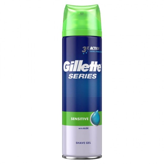 Gel de Ras cu Aloe Vera Gillette Series Aloe, 200 ml, Geluri de Ras cu Extracte Naturale, Geluri de Barbierit Gillette, Gel Hidratant de Ras, Gillette Geluri de Ras Hidratante, Produse de Barbierit pentru Barbati, Cosmetice Ras, Geluri de Barbierit