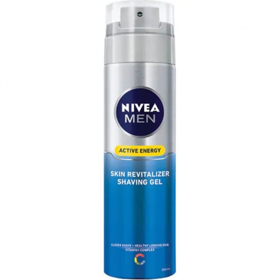 Gel de Ras Nivea Men Active Energy, 200 ml, Geluri de Ras, Geluri Reparatoare de Barbierit Ten Iritat, Gel Hidratant de Ras, Nivea Geluri de Ras, Produse de Barbierit pentru Barbati, Cosmetice Ras, Geluri de Barbierit