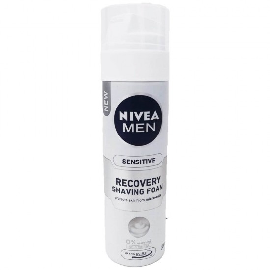 Spuma de Ras fara Alcool Nivea Men Sensitive Recovery, 200 ml, Spume de Ras, Spuma Reparatoare de Barbierit Ten Iritat, Spuma Hidratanta de Ras, Nivea Spume de Ras, Produse de Barbierit pentru Barbati, Cosmetice Ras, Spume de Barbierit
