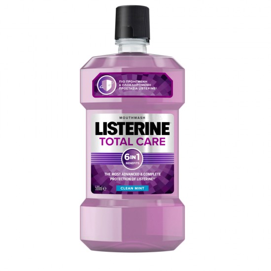 Apa de Gura LISTERINE Total Care 6 in 1 Clean Mint, 500 ml, cu Alcool, Apa de Gura Mentolata, Apa de Gura Listerine, Apa de Gura Fresh, Apa de Gura 6 in 1, Ingrijire Personala