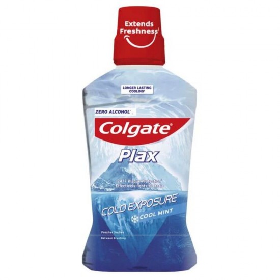 Apa de Gura Colgate Plax Cold Exposure, 500 ml, Apa de Gura Colgate, Colgate Plax Cold Exposure, Apa de Gura cu Efect de Racorire, Colgate Plax FreshFX, Apa de Gura Mentolata, Apa de Gura Aroma Menta, Apa de Gura cu Mentol, Apa de Gura Racoritoare