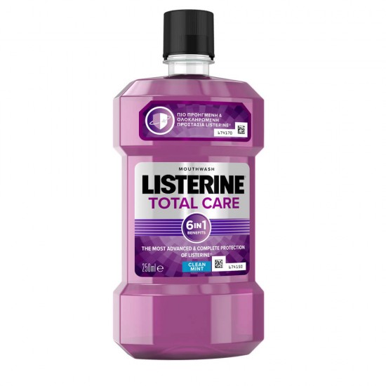 Apa de Gura LISTERINE Total Care 6 in 1 Clean Mint, 250 ml cu Alcool, Apa de Gura Mentolata, Apa de Gura Listerine, Apa de Gura cu Alcool, Apa de Gura cu Mentol, Ingrijire Personala