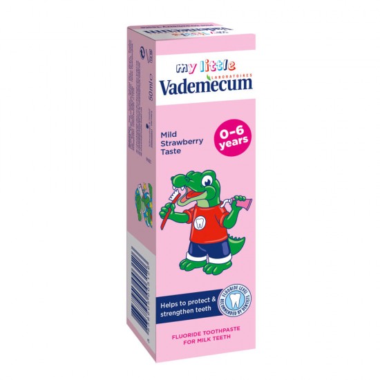 Pasta de Dinti VADEMECUM Junior Strawberry, 50 ml, 0-6, Pentru Copii, Pasta pentru Albirea Dintilor, Pasta de Dinti pentru Albire, Pasta de Dinti pentru Copii, Pasta de Dinti Naturala pentru Albire, Pasta de Dinti cu Capsuni