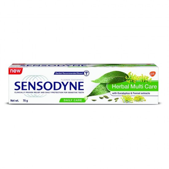 Pasta Dinti Sensodyne Herbal Multi Care, 70 ml, Sensodyne Herbal Multi Care Pasta de Dinti, Pasta de Dinti Sensibilitate Dentara,  Sensodyne Herbal Multi Care Pasta cu Extracte Naturale pentru Dinti Sensibili, Ingrijire si Igiena Orala