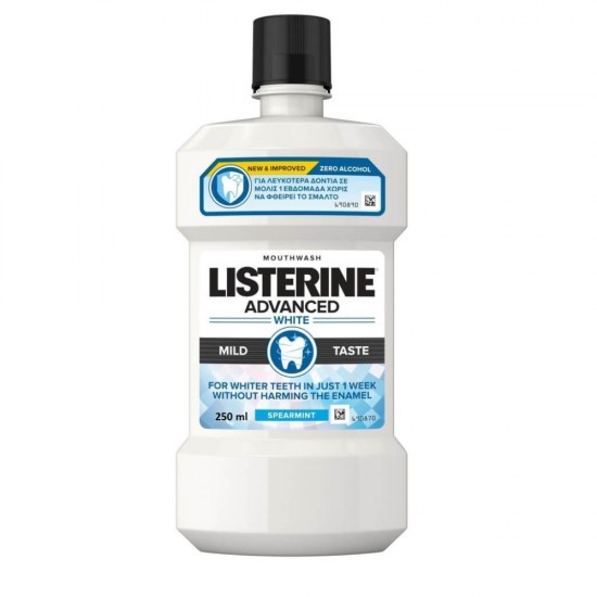 Apa de Gura, LISTERINE Advanced White Mild Taste Spearmint, 250 ml, Zero Alcohol, Apa de gura Listerine, Apa de Gura, Igiena Orala, Apa de Gura fara Alcool, Listerine Advanced White