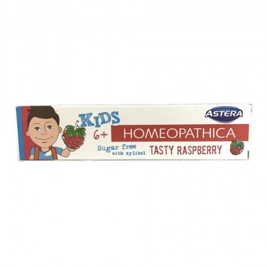 Pasta de Dinti pentru Copii ASTERA Kids cu Zmeura, 6+ Ani, 50 ml, Pasta de Dinti Anticarii, Pasta de Dinti cu Portocale, Pasta de Dinti cu Fructe