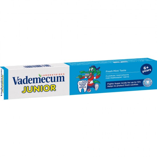 Pasta de Dinti VADEMECUM Junior Spearmint, 75 ml, 6 +, Pentru Copii, Pasta pentru Albirea Dintilor, Pasta de Dinti pentru Albire, Pasta de Dinti pentru Copii, Pasta de Dinti Naturala pentru Albire, Pasta de Dinti cu Menta
