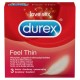 Prezervative DUREX Feel Thin 3 Buc, Prezervative din Latex, Prezervative Fara Aroma, Prezervative Transparente, Prezervative Lubrifiate, Prezervative DUREX